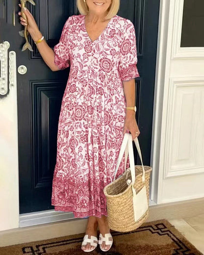 Aria | Floral Col en V Robe Longue