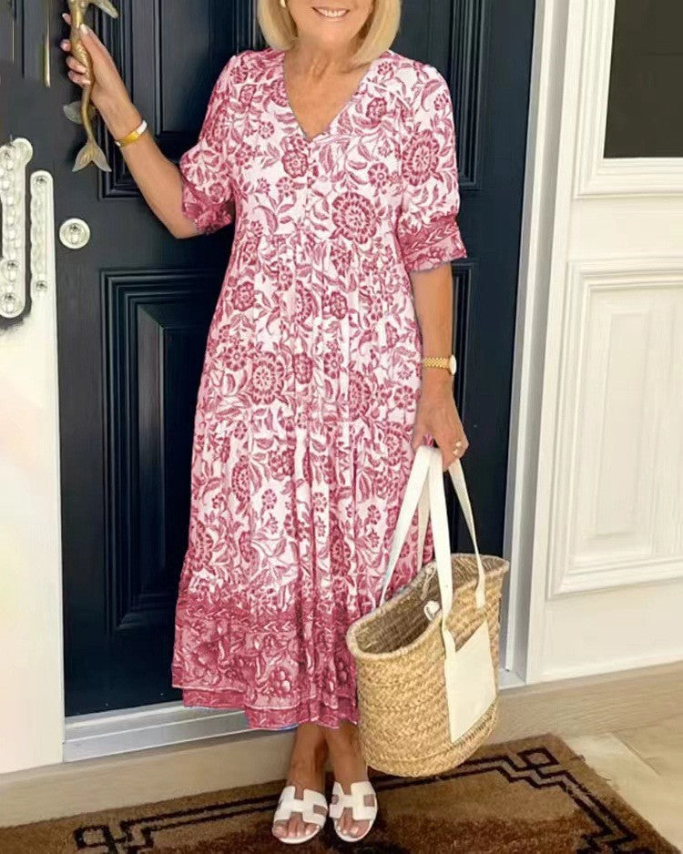 Camille | Robe Maxi Florale Col V