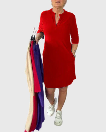 Annika | Col en V Robe Mi-Longue