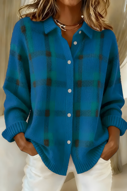 Nina | Oversize Check Maille Cardigan