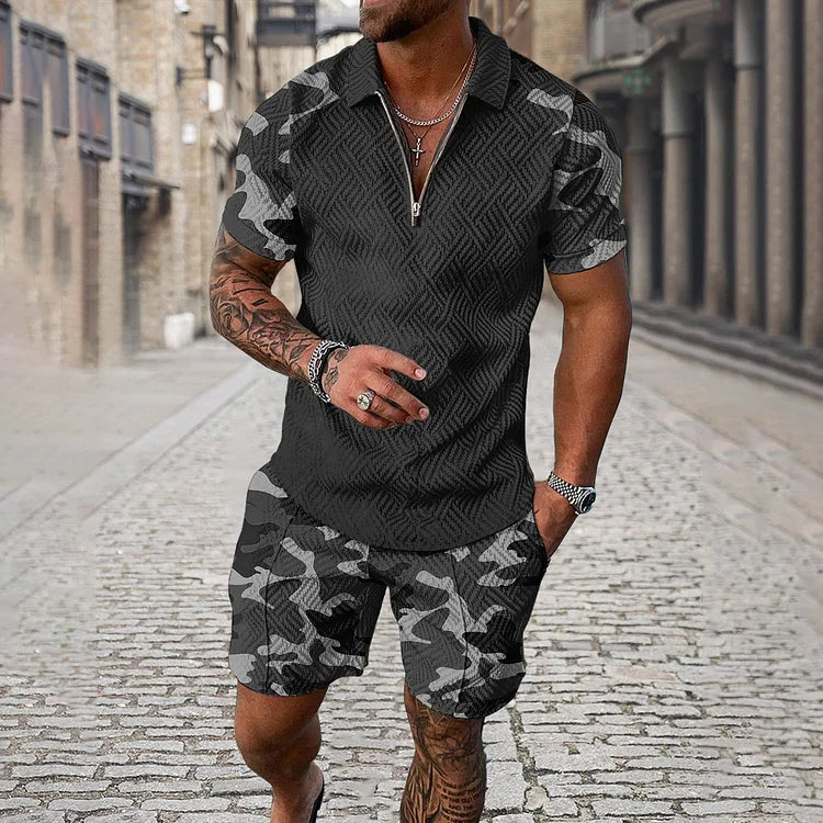 Amélie | Ensemble Polo et Short Camouflage