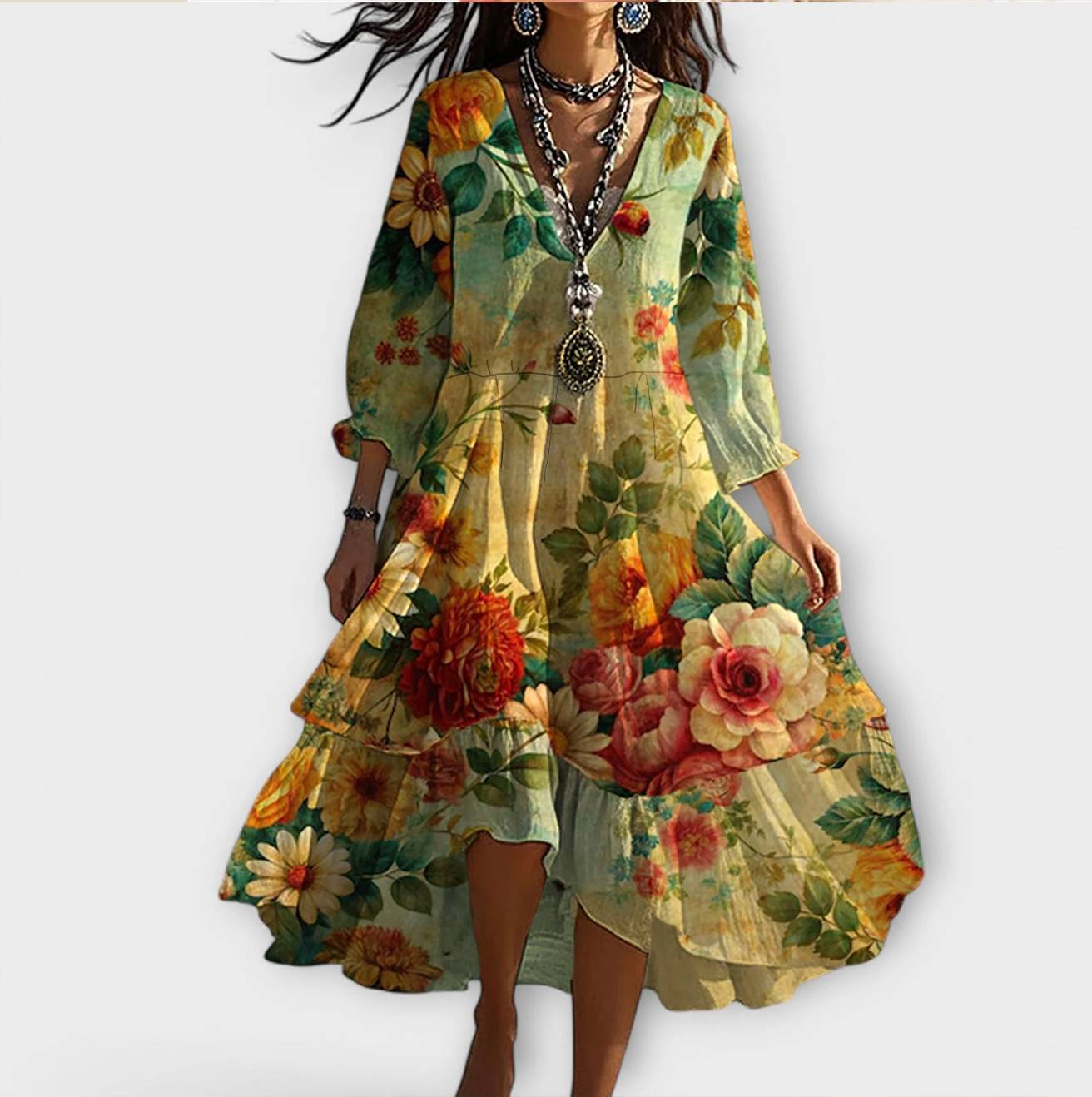 Béatrice | Robe Vintage à Motifs Floraux
