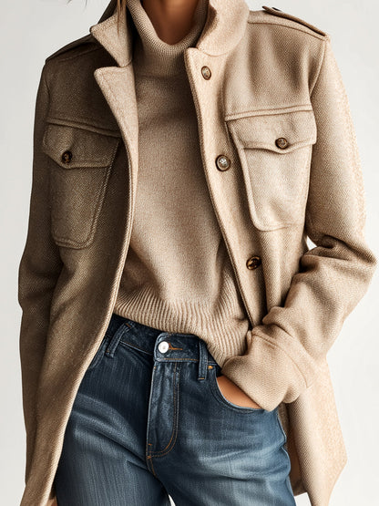 Manon | Manteau Court Militaire Kaki