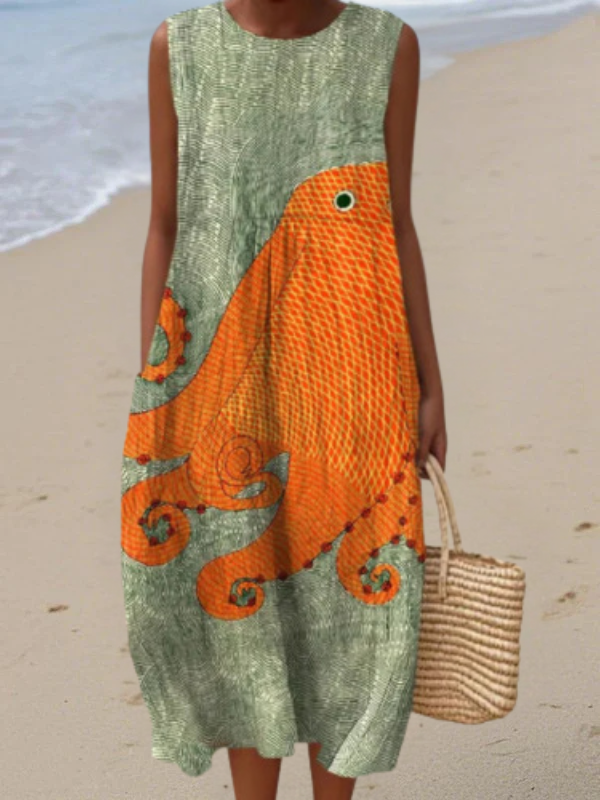 Amélie | Robe Midi Océanique
