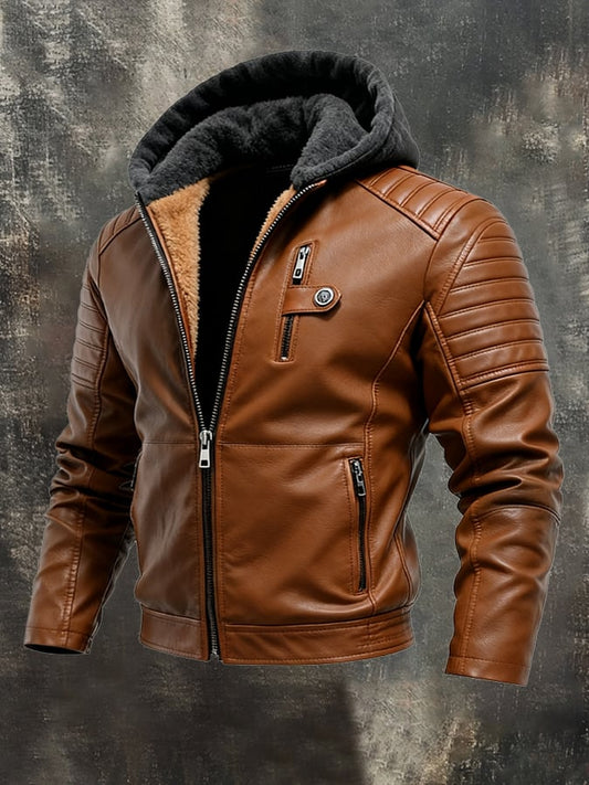 Bastien | Veste Cuir Synthétique à Capuche