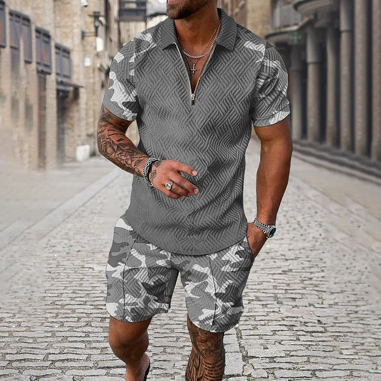 Amélie | Ensemble Polo et Short Camouflage