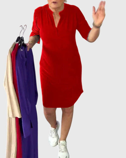 Annika | Col en V Robe Mi-Longue