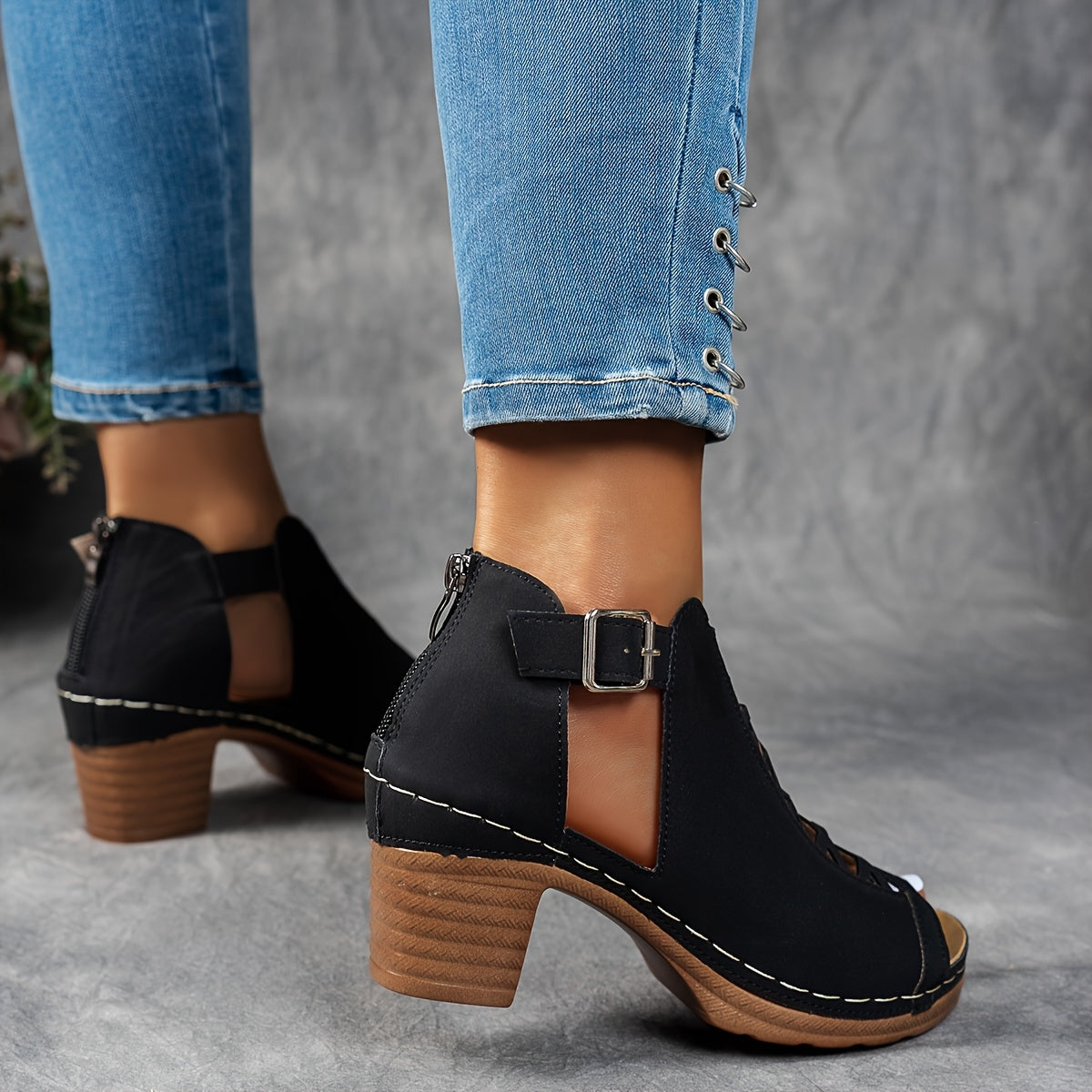 Sophia | Lattice-Heel Block Sandales