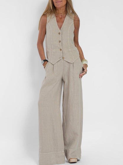 Inès | Ensemble Veste Boutonnée et Pantalon Large
