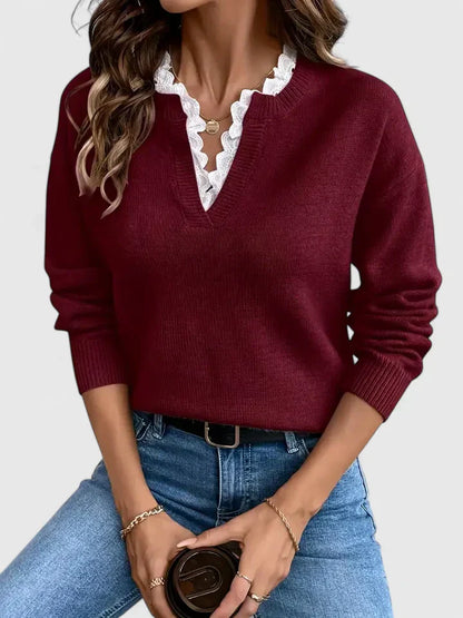 Delphine | Dentelle-Trimmed Décontracté Blouse