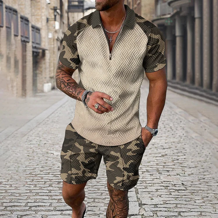 Amélie | Ensemble Polo et Short Camouflage