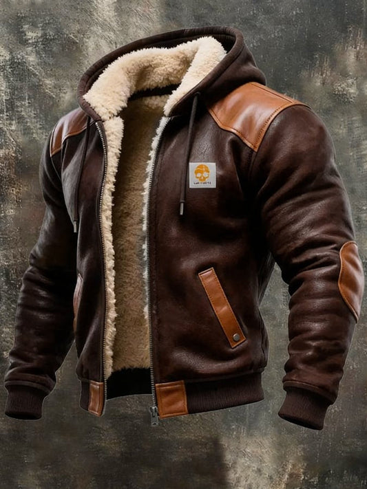 Élise | Veste Vintage Cuir Synthétique à Capuche