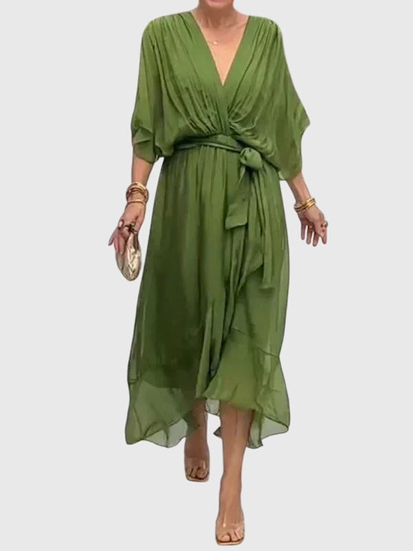 Arabella | Fluide Col en V Robe Mi-Longue