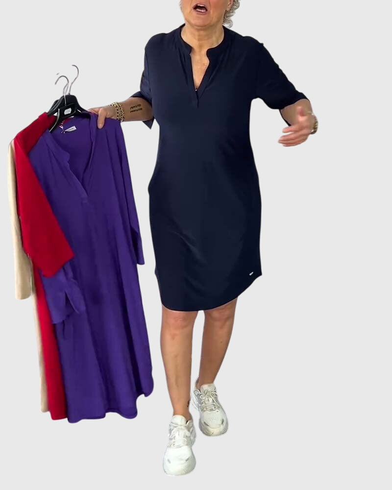 Annika | Col en V Robe Mi-Longue