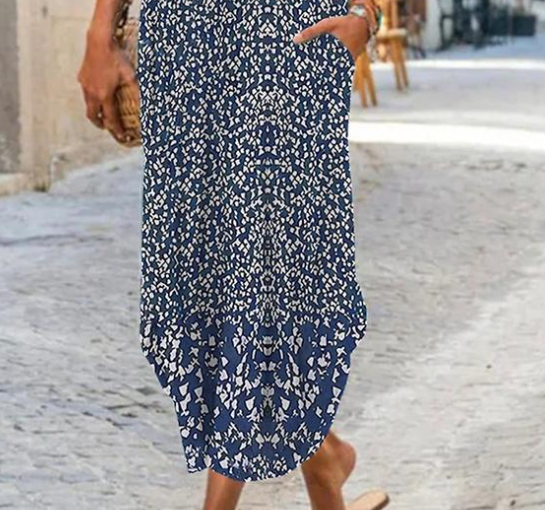 Isla | Bleu Jardin Print Robe Longue