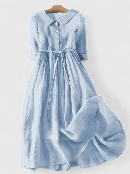 Élodie | Robe Mi-Longue en Coton-Lin