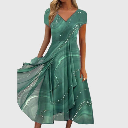 Chloe | Imprimé Fluide Robe Mi-Longue