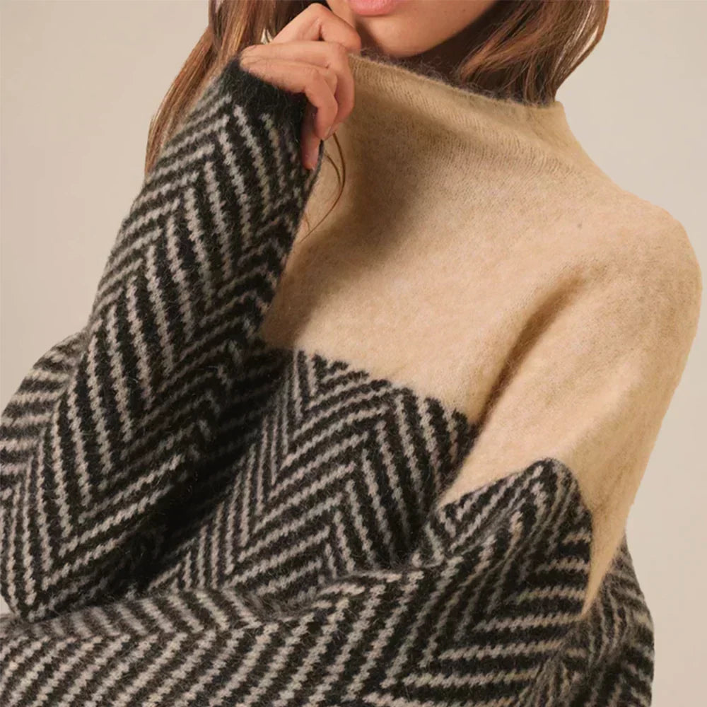 Isabella | Chevrons Col Roulé Pull