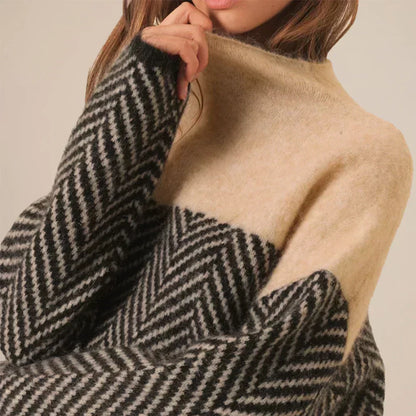 Isabella | Chevrons Col Roulé Pull