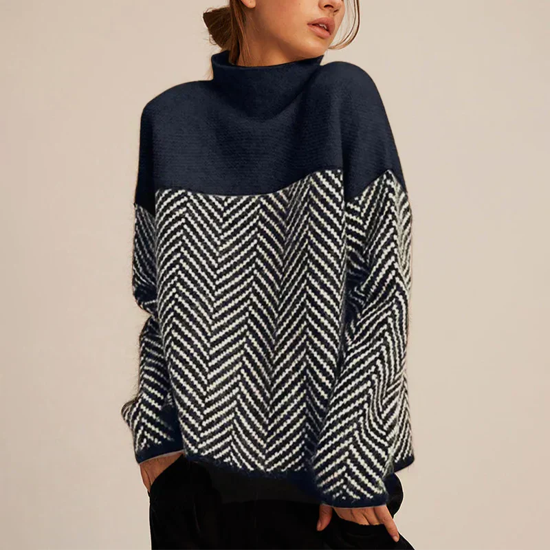 Isabella | Chevrons Col Roulé Pull