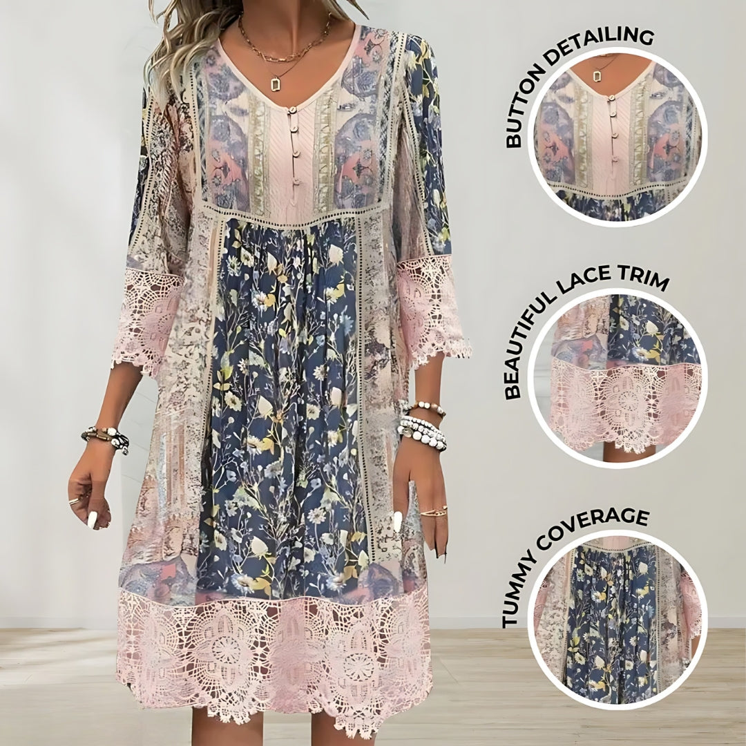 Élodie | Robe Bohème Luxe à Motifs Floraux