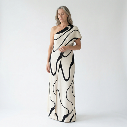 Delphine | Abstrait Épaules Dénudées Robe Longue