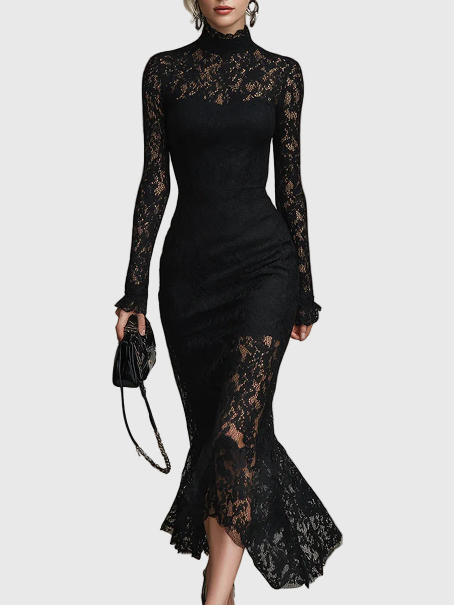 Evangeline | Élégant Dentelle Fishtail Robe Longue