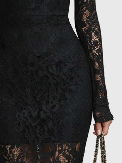 Valentina | Dentelle-Texturé Fishtail Robe Longue