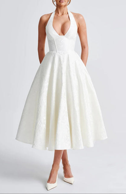 Delphine | Robe Midi Citron Élégante