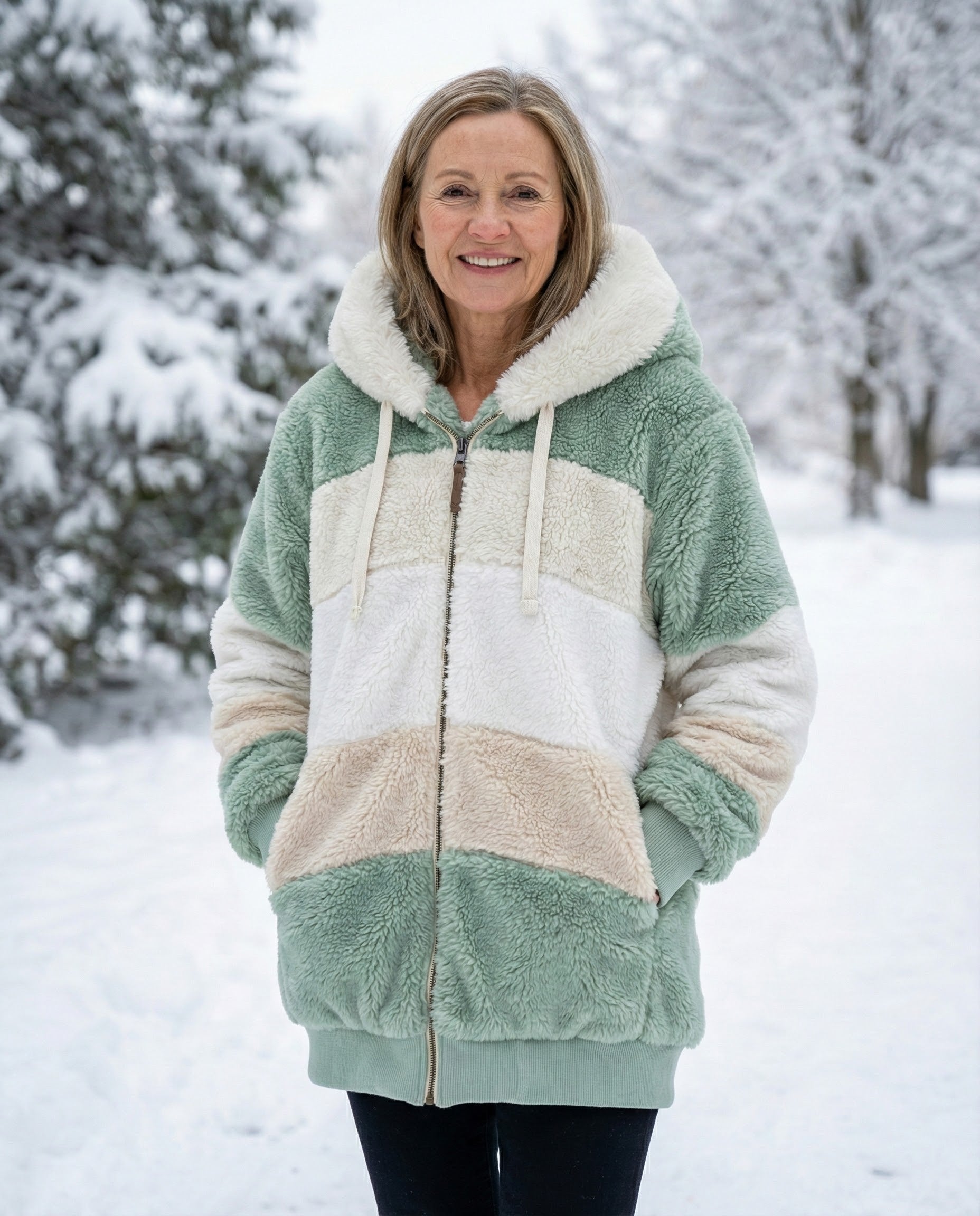 Manon | Veste Colorblock Peluche