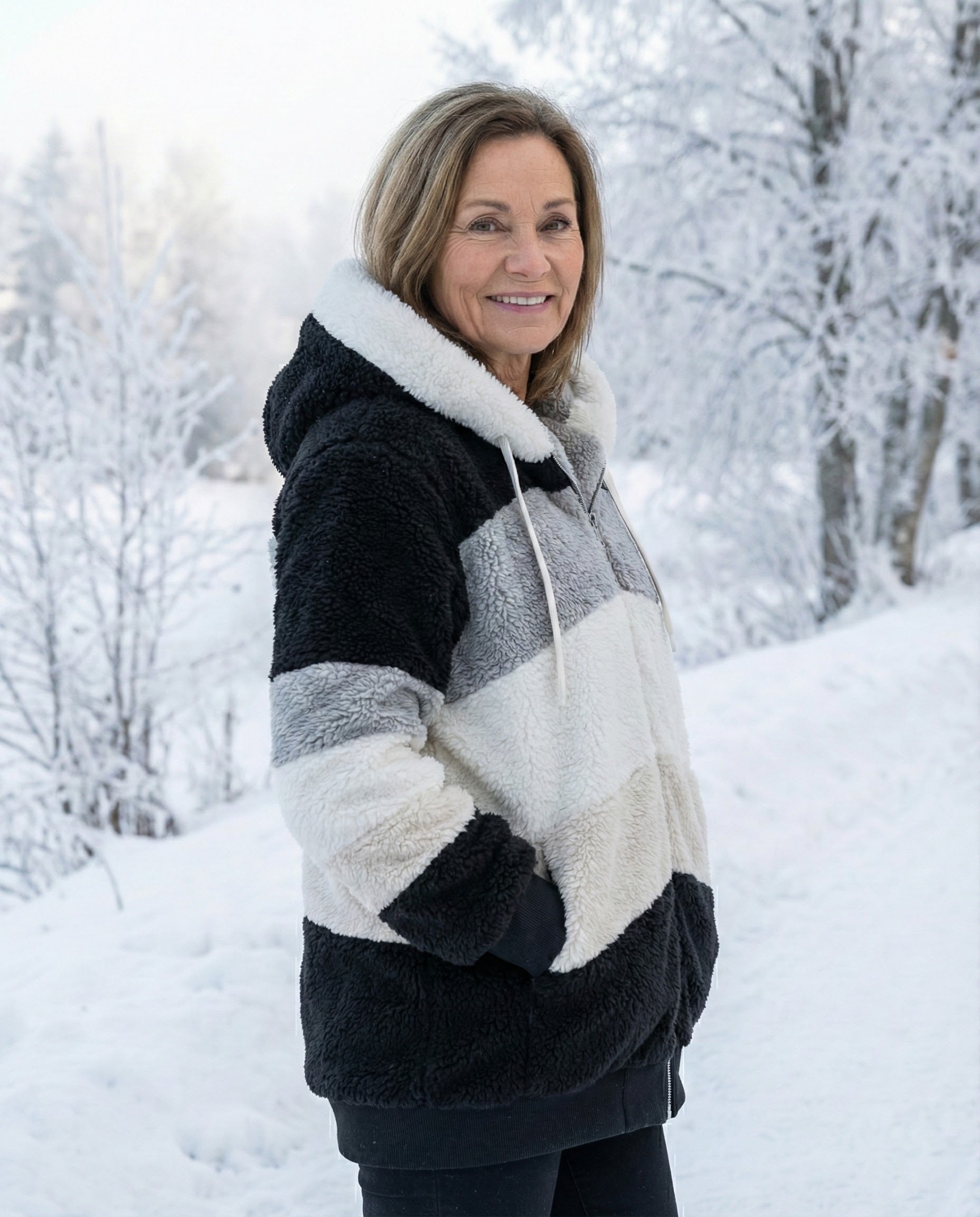 Manon | Veste Colorblock Peluche