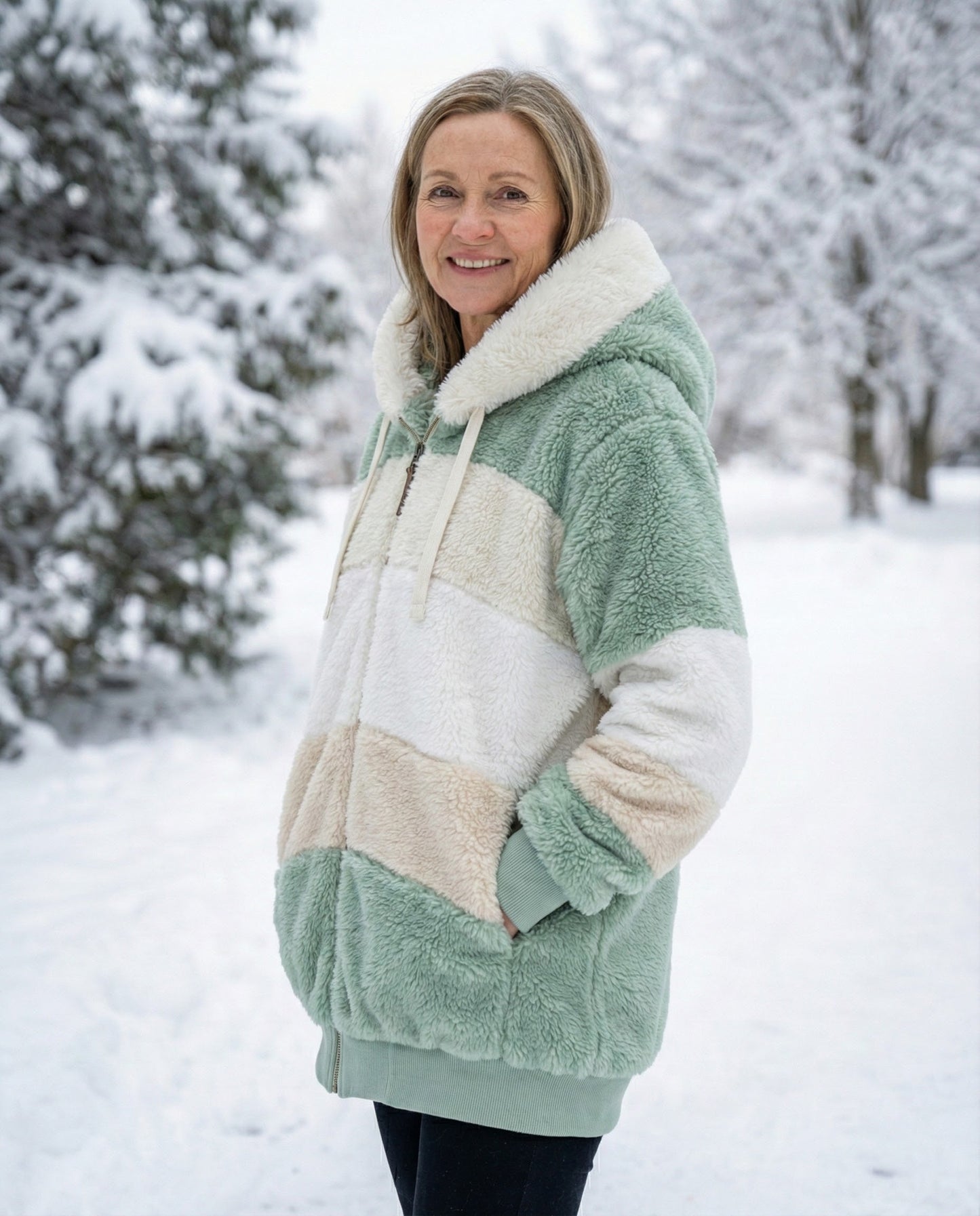 Manon | Veste Colorblock Peluche
