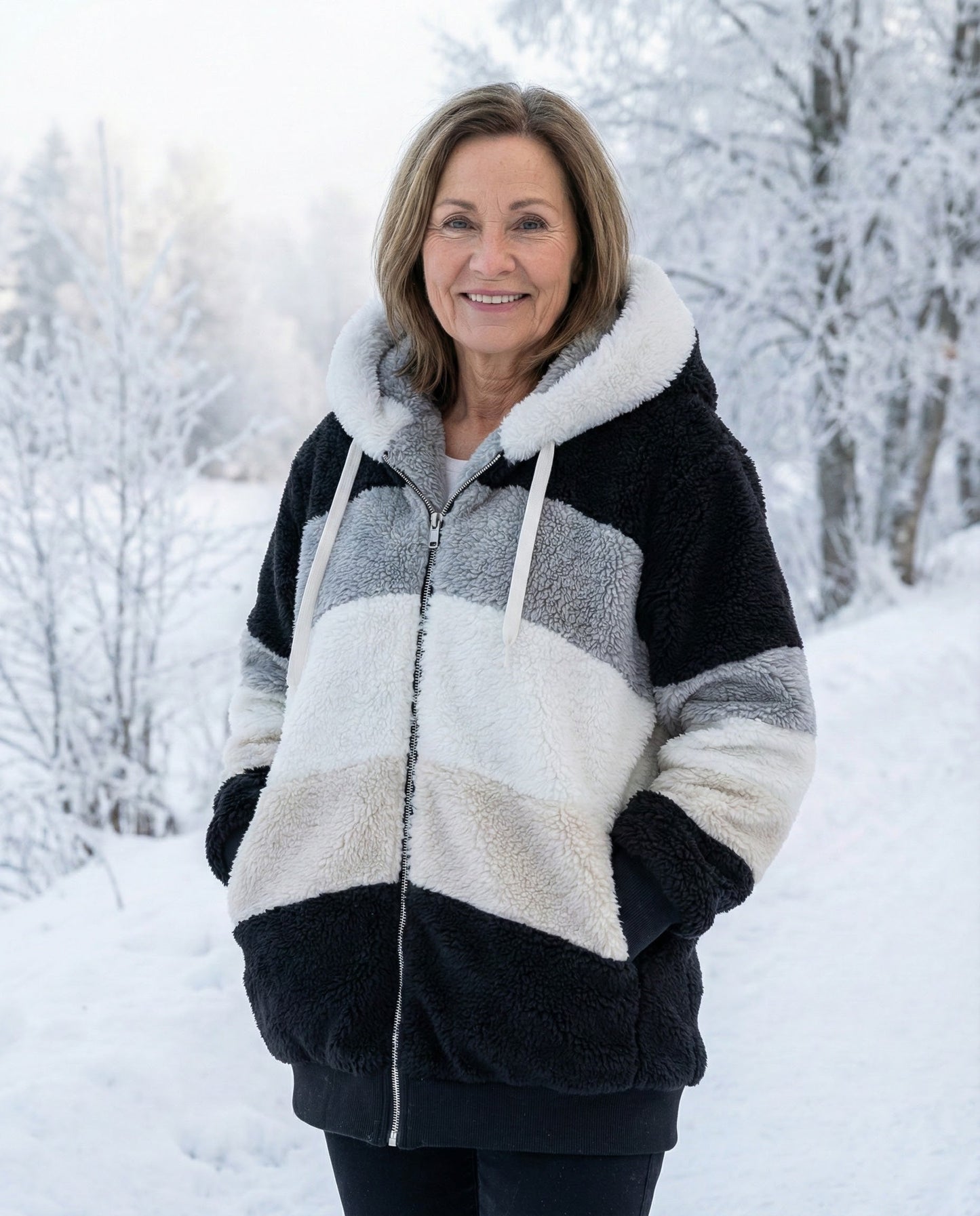 Manon | Veste Colorblock Peluche