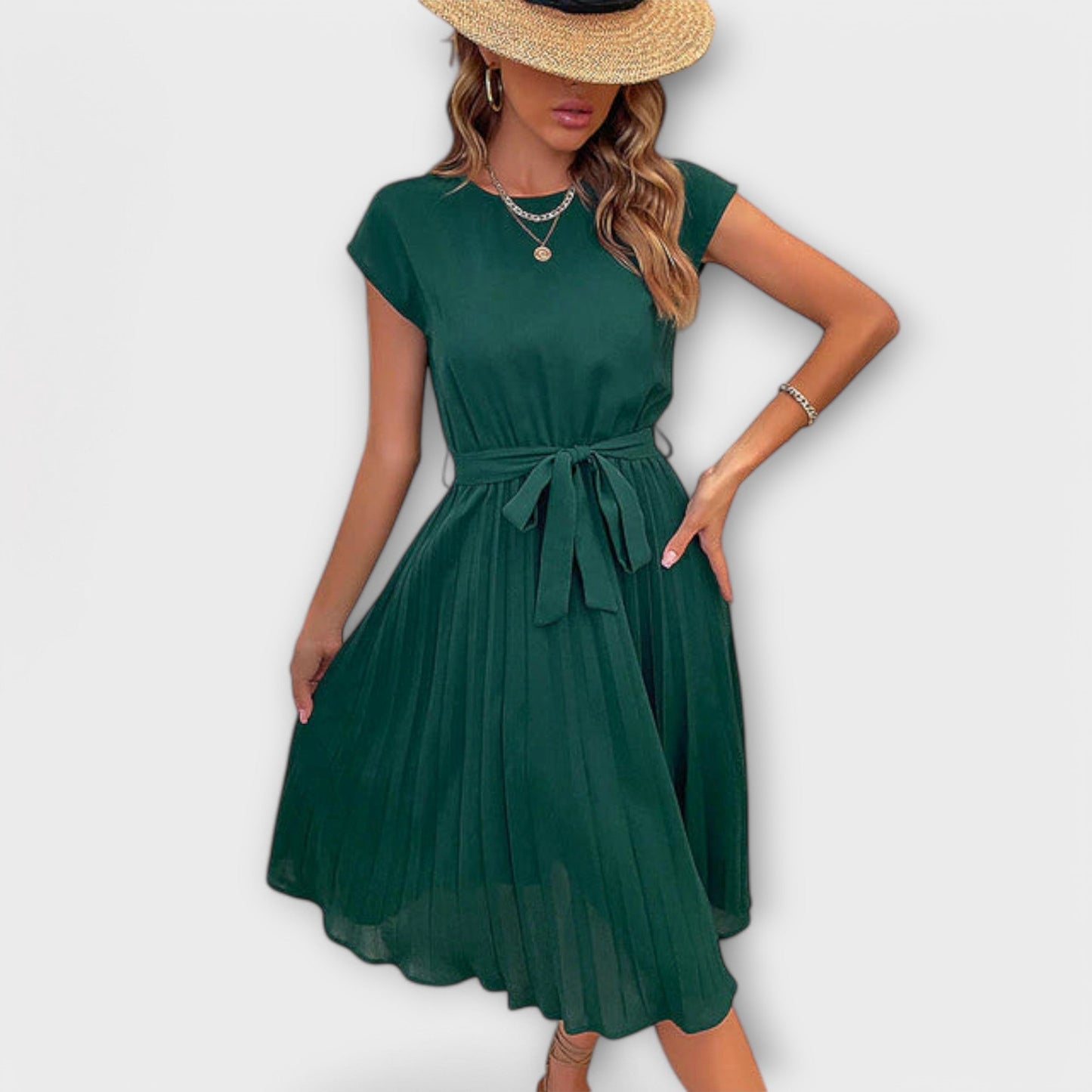 Camille | Robe Midi Plissée d'Été