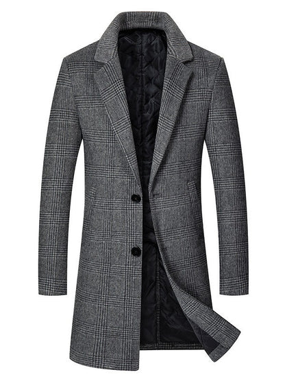 Timothée | Manteau en Laine À Carreaux Taupe