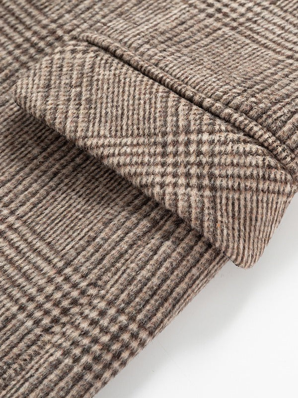 Timothée | Manteau en Laine À Carreaux Taupe