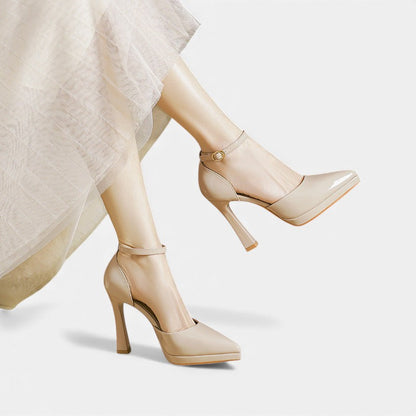 Gabrielle | Pointed Cuir Cheville-Bride Escarpins