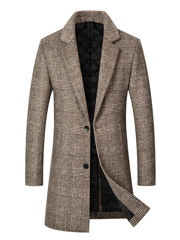 Timothée | Manteau en Laine À Carreaux Taupe