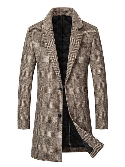 Timothée | Manteau en Laine À Carreaux Taupe
