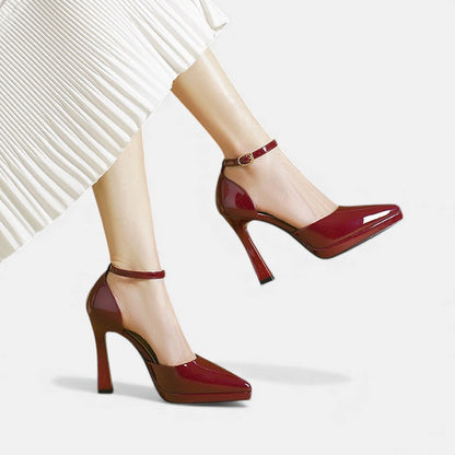 Gabrielle | Pointed Cuir Cheville-Bride Escarpins