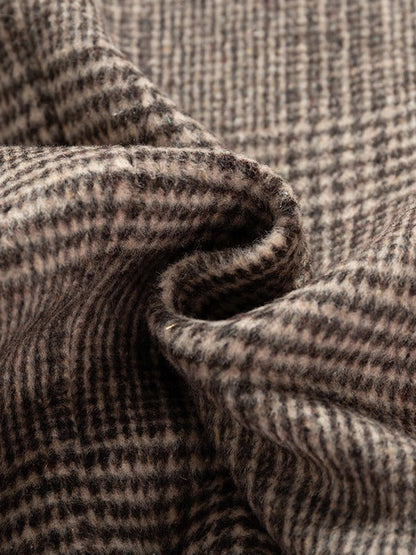 Timothée | Manteau en Laine À Carreaux Taupe