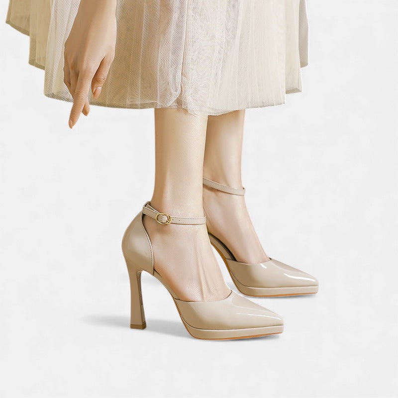 Gabrielle | Pointed Cuir Cheville-Bride Escarpins