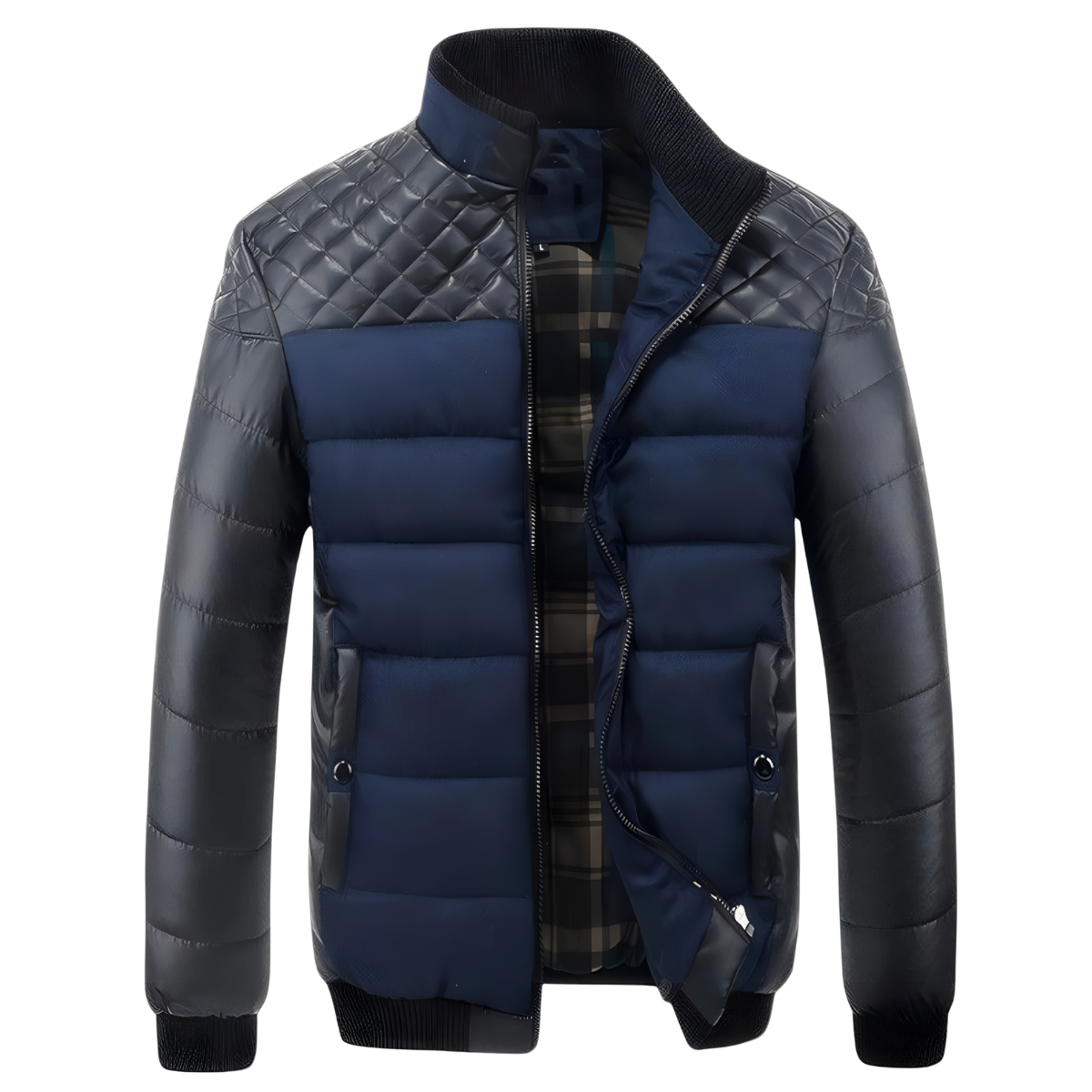 Hadrien | Blouson Cuir et Tissu Matelassé