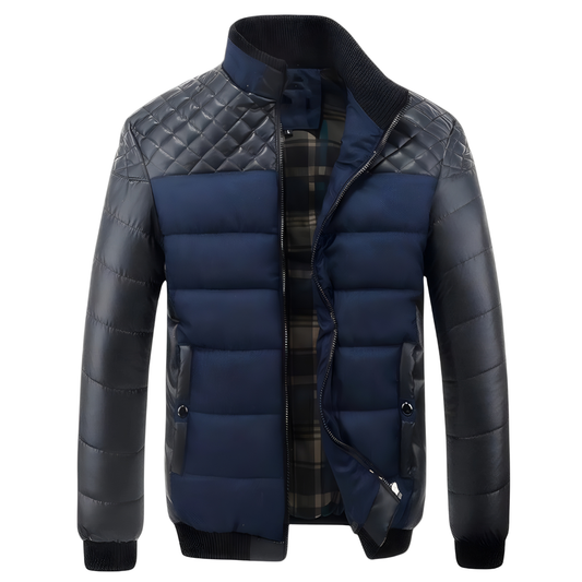 Hadrien | Blouson Cuir et Tissu Matelassé