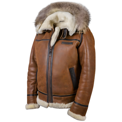 Maxime | Veste Bomber à Capuche Fourrure