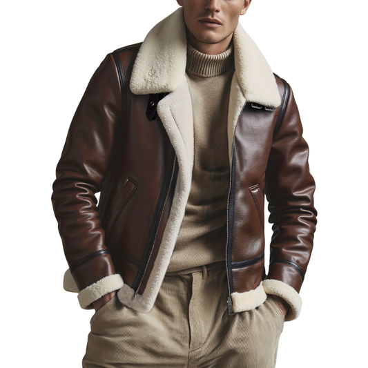 Clara | Blouson Aviateur en Cuir Doublé