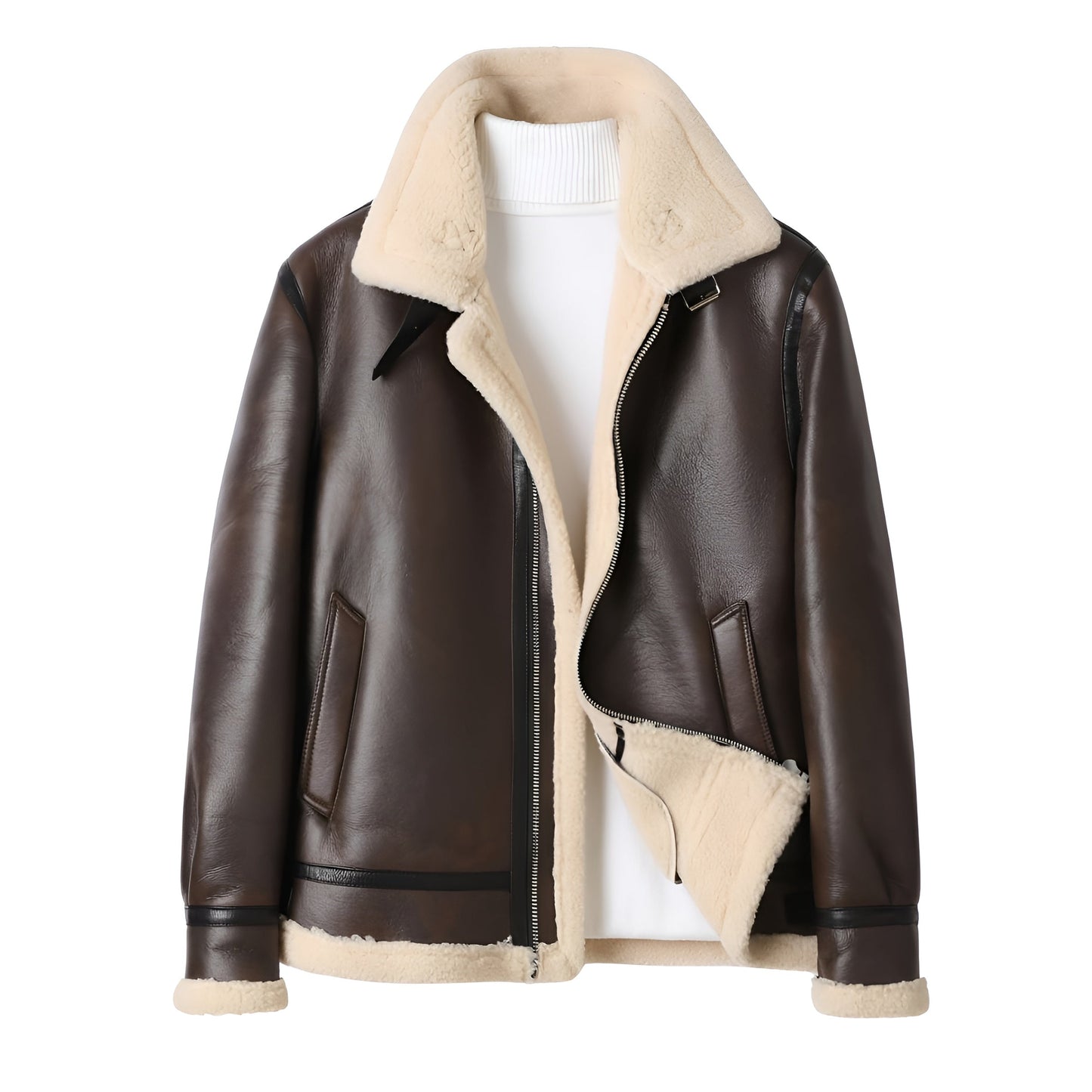 Aurèle | Veste Motard Shearling Marron