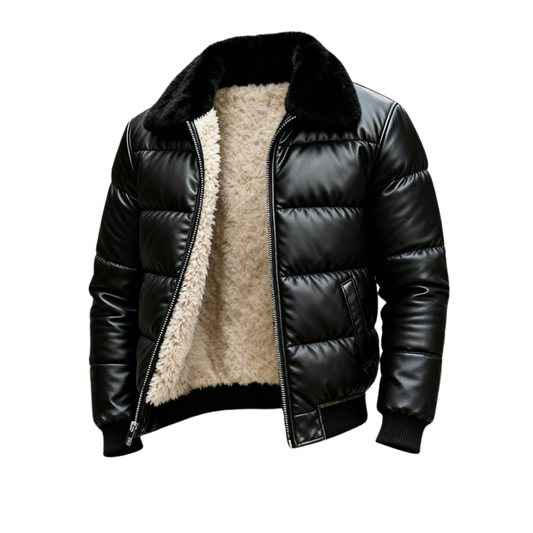 Céline | Veste en Cuir à Doublure Sherpa