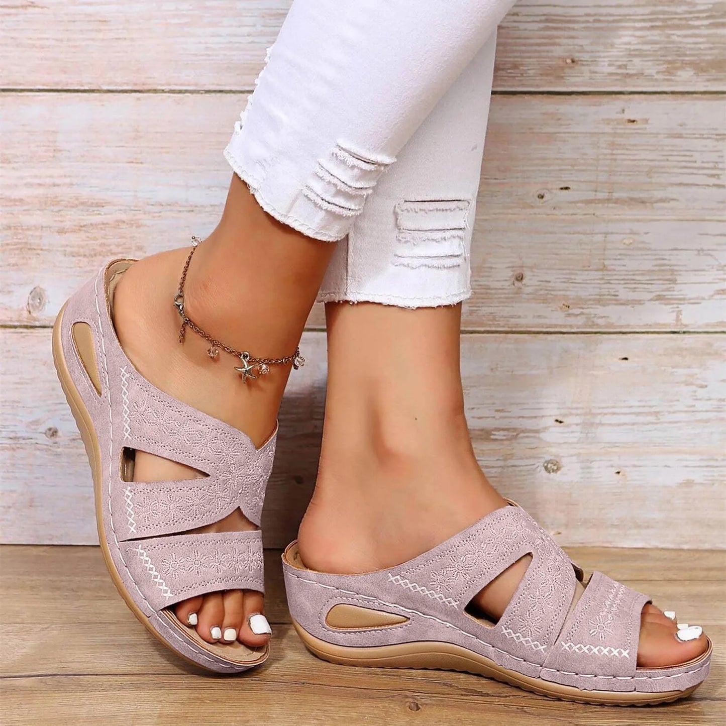 Chloe | Crystal Embellished Sandales Orthopédiques
