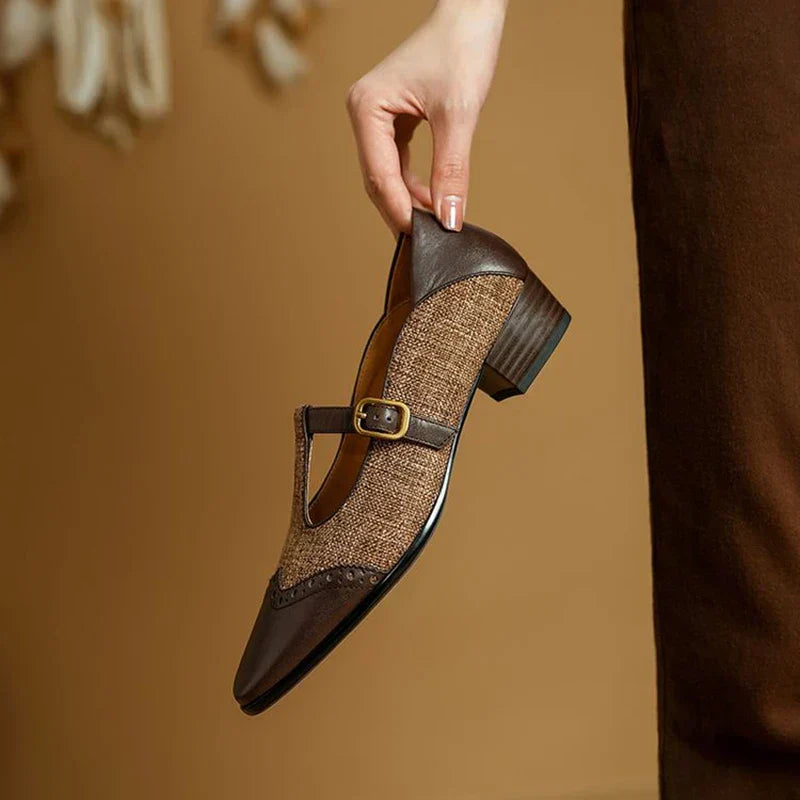 Margot | Vintage Cuir T-Bar Chaussures